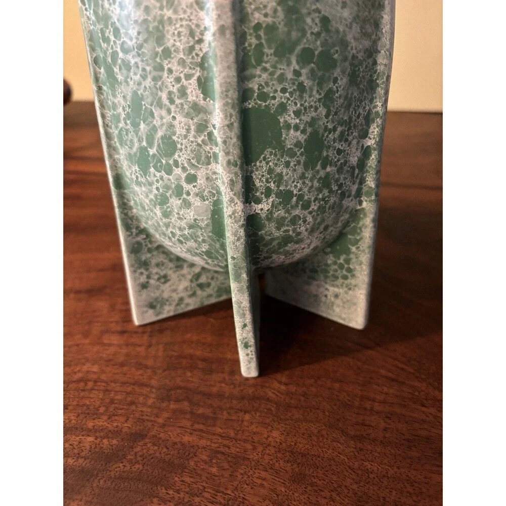 JONATHAN ADLER Tall Vase White Marble Ceramic Berlin Bowl Art Deco Table Decor